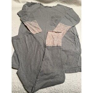 vintage victoria’s secret country pajamas S Grey Lace Detail Cottage Core